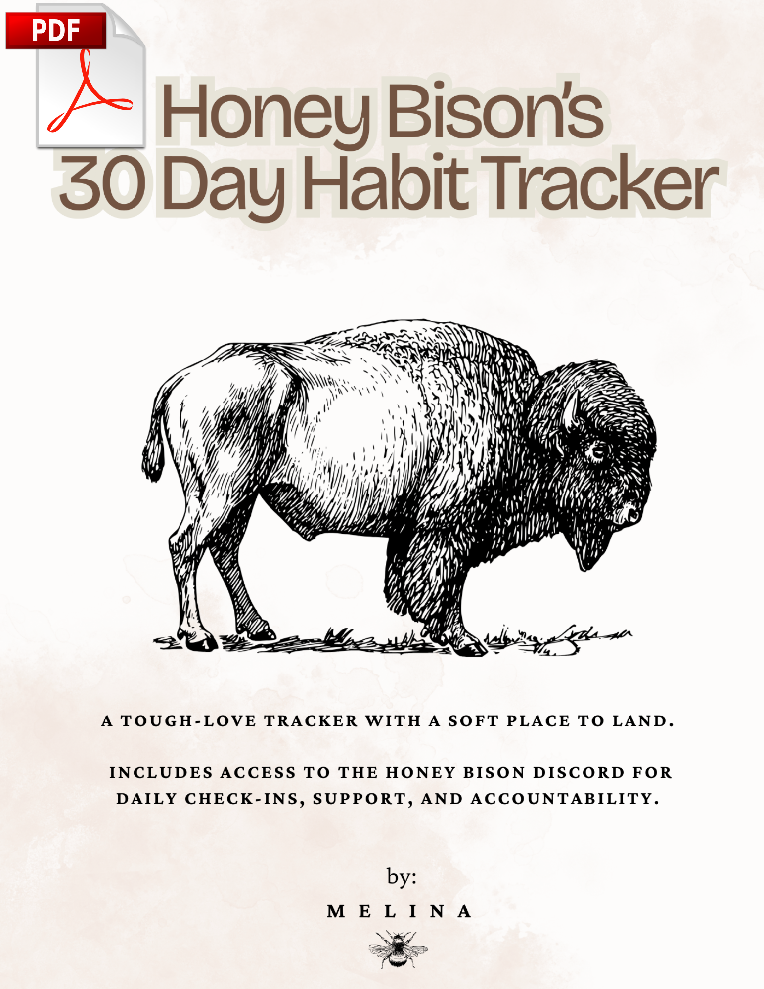 Honey Bison 30-Day Habit Tracker (Digital PDF)